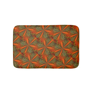 Orange And Green Abstract Pattern 2 Bath Mat