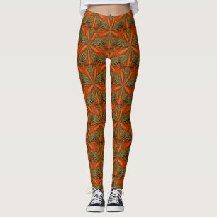 Orange And Green Abstract Pattern Leggings