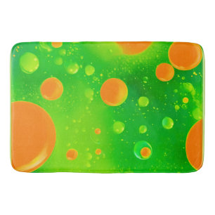 Orange and Green Bubble Abstract Art Bath Mat