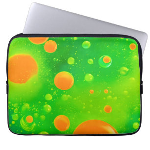 Orange and Green Bubble Abstract Art Laptop Sleeve