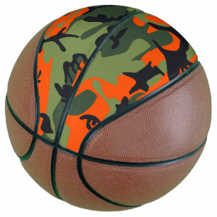 Orange and Green Camouflage, Military, Army Basketball