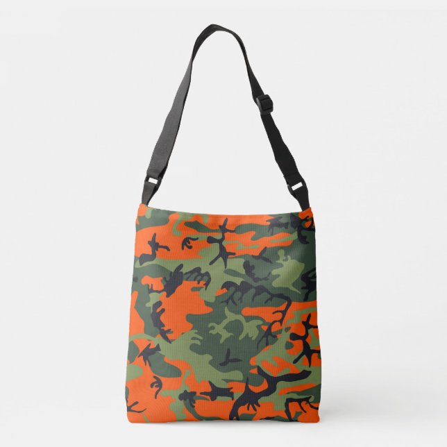 Orange and Green Camouflage, Military, Army Crossbody Bag (Back)