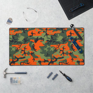 Orange and Green Camouflage, Military, Army Desk Mat
