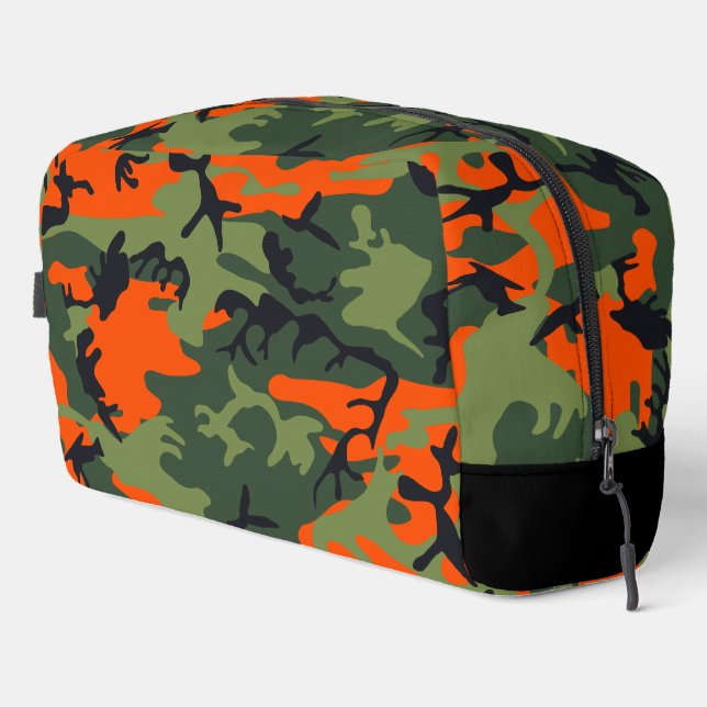 Orange and Green Camouflage, Military, Army Dopp Kit (Right Corner)