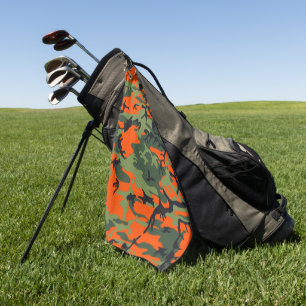 Orange and Green Camouflage, Military, Army Golf Towel