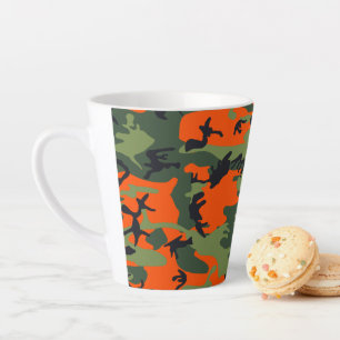 Orange and Green Camouflage, Military, Army Latte Mug