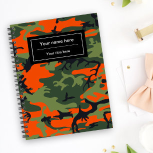 Orange and Green Camouflage, Military, Army Notebook