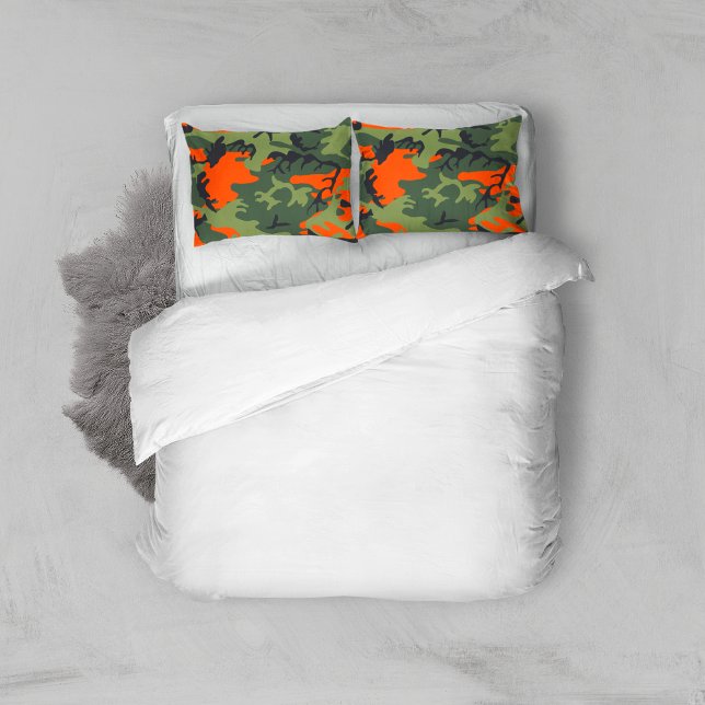 Orange and Green Camouflage, Military, Army Pillowcase (Creator Uploaded)