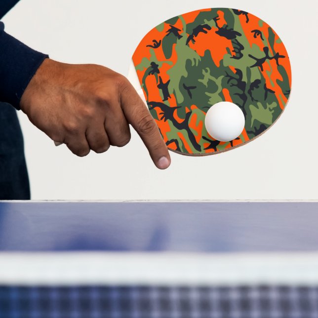 Orange and Green Camouflage, Military, Army Ping Pong Paddle (Insitu)