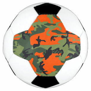 Orange and Green Camouflage, Military, Army Soccer Ball
