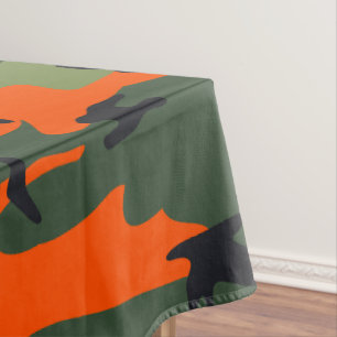 Orange and Green Camouflage, Military, Army Tablecloth