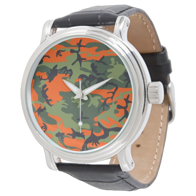 Orange and Green Camouflage, Military, Army Watch (Angled)