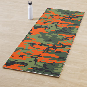Orange and Green Camouflage, Military, Army Yoga Mat