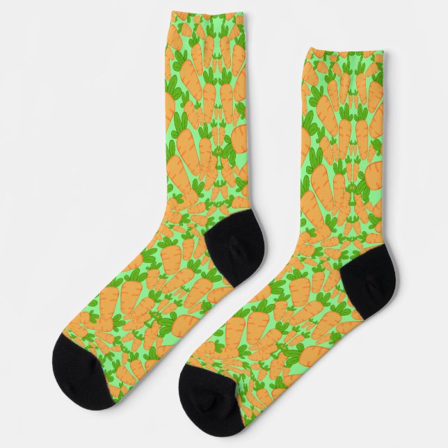 Orange And Green Carrots Socks (Left)