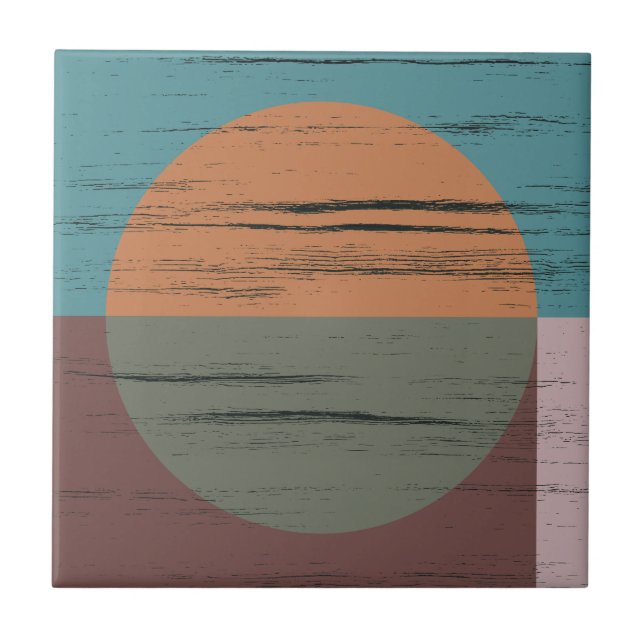 Orange And Green Circle Ceramic Tile (Front)