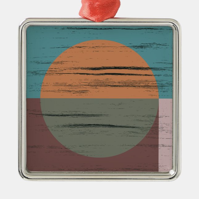 Orange And Green Circle Metal Ornament (Front)