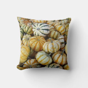 Orange and Green Fall Harvest Gourds Cushion