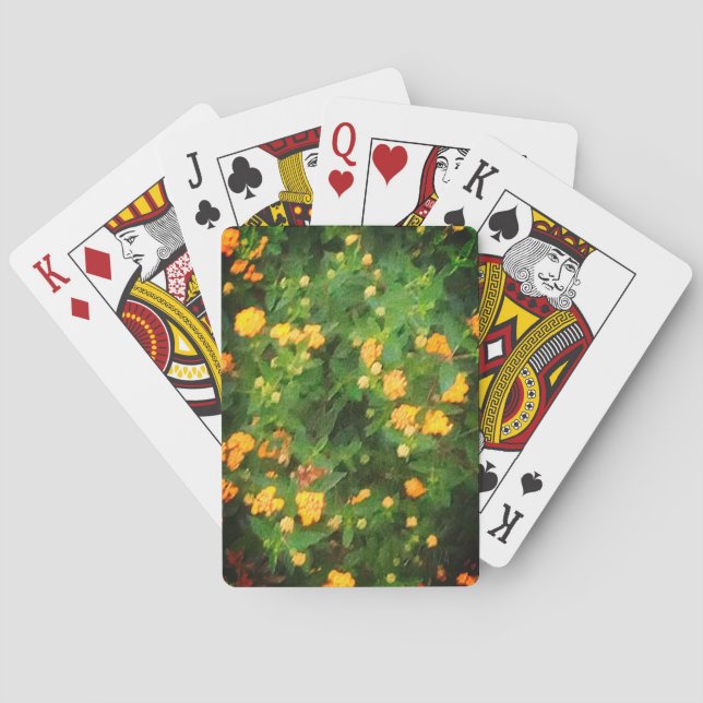 Orange and green flowers playing cards (Back)