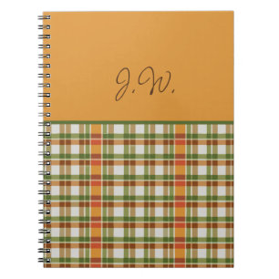 Orange and Green Gingham Notebook