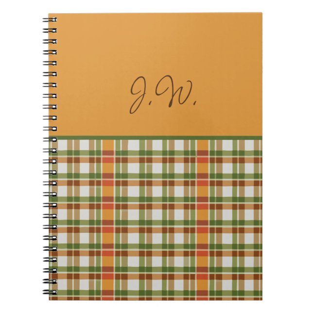 Orange and Green Gingham Notebook (Front)