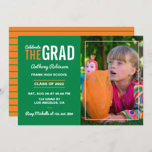 Orange and Green Graduation Party Invitation