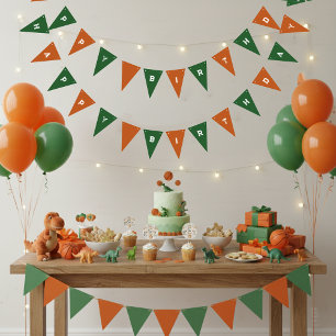 Orange And Green Happy Birthday Bunting