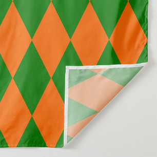 Orange and Green Harlequin Checkered Design Fabric
