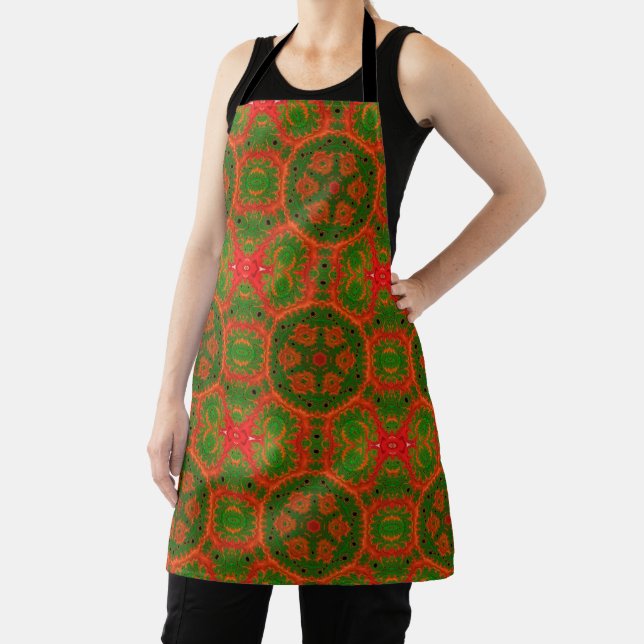 Orange and Green Kaleidoscope Apron (Insitu)