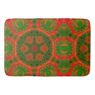 Orange and Green Kaleidoscope Bath Mat