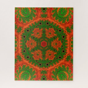 Orange and Green Kaleidoscope Jigsaw Puzzle