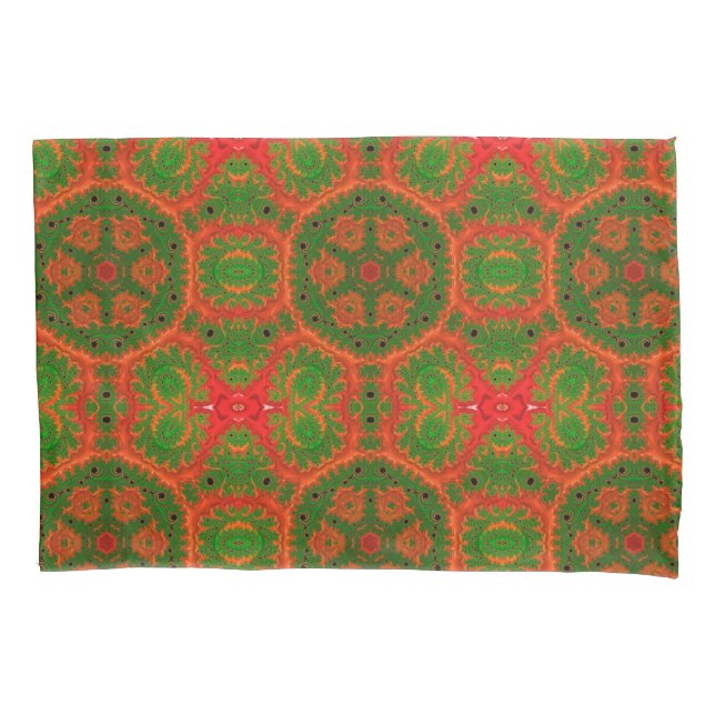 Orange and Green Kaleidoscope Pillowcase (Front)