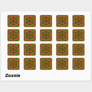 Orange and Green Kaleidoscope Stickers