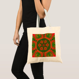 Orange and Green Kaleidoscope Tote Bag