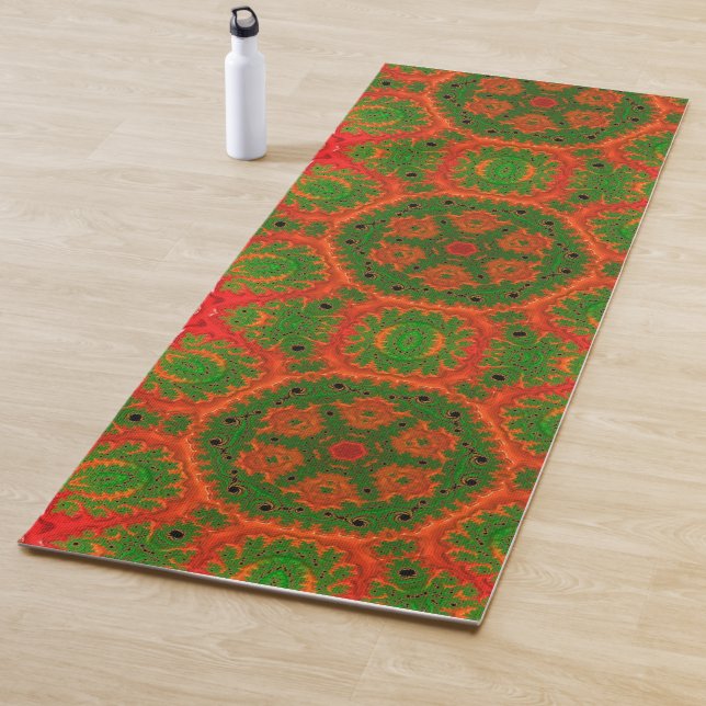 Orange and Green Kaleidoscope Yoga Mat (In Situ)