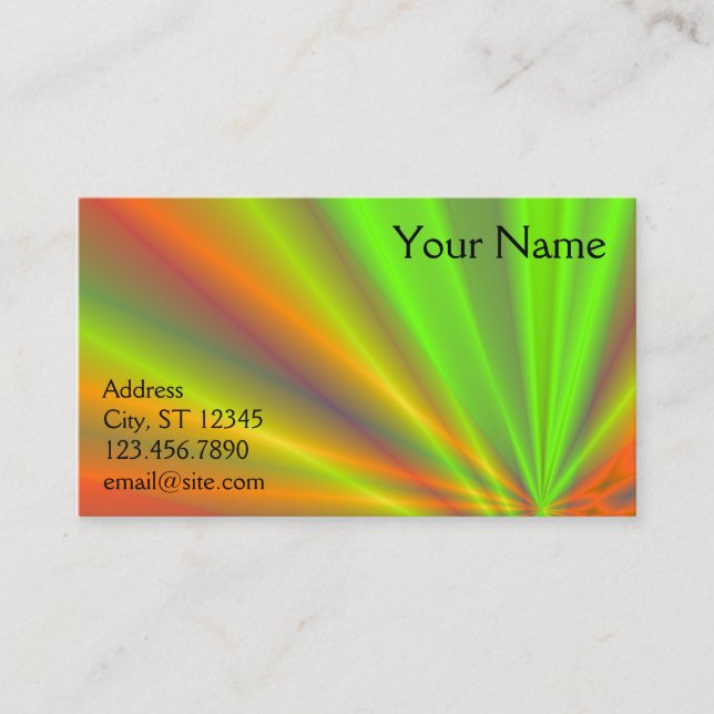 Orange and Green Light Show Fractal Art Business Card (Front)