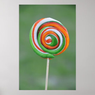 Orange and green lollipop poster