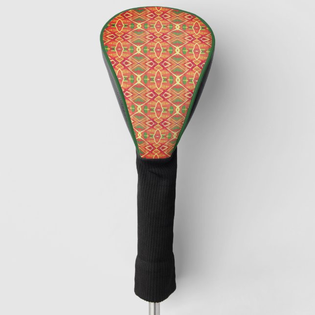 Orange and green pattern  golf head cover (Front)