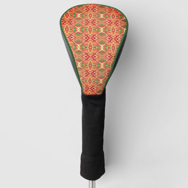 Orange and green pattern  golf head cover (Front)