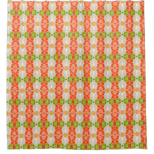 Orange and Green Pattern Shower Curtain