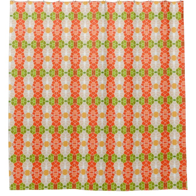 Orange and Green Pattern   Shower Curtain (Front)