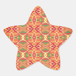 Orange and green pattern star sticker