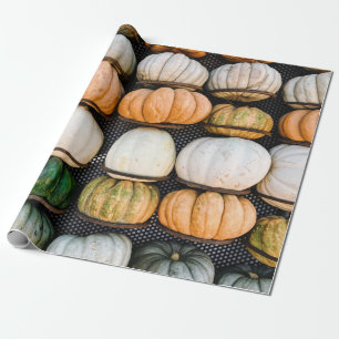 Orange and green pumpkin lot wrapping paper