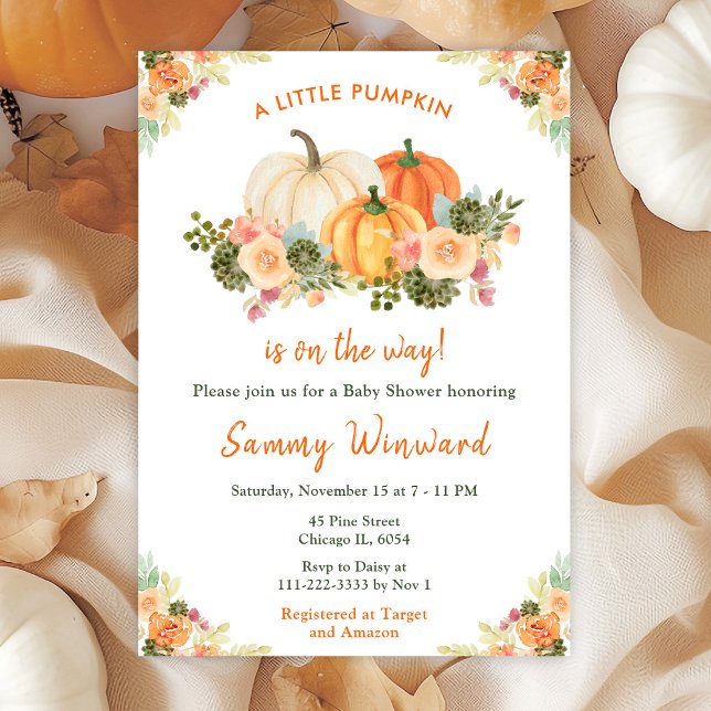 Orange and Green Pumpkins Baby Shower Invitation (Creator Uploaded)