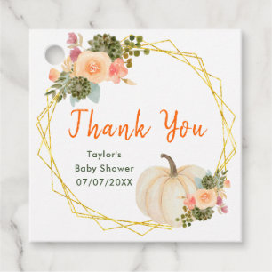 Orange and Green Pumpkins Baby Shower Thank You Favour Tags