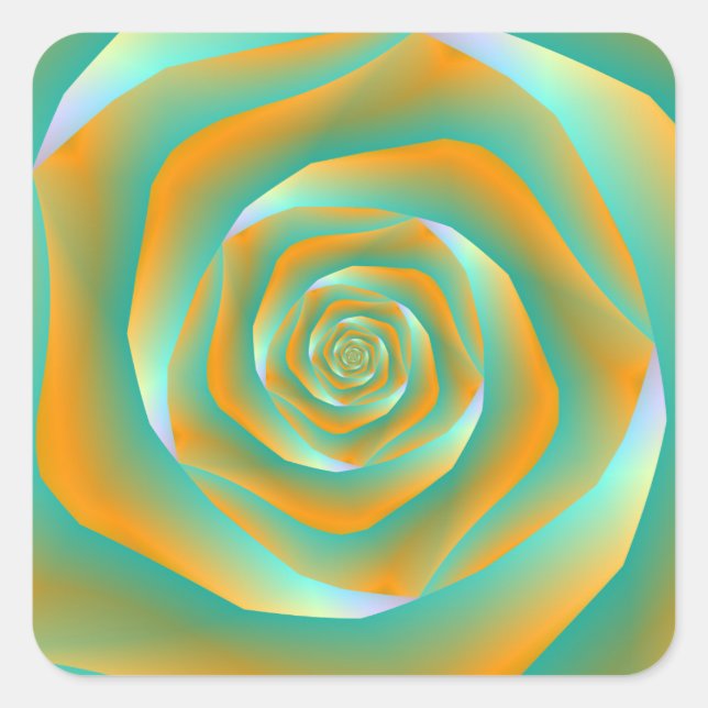 Orange and Green Spiral Rose Sticker (Front)