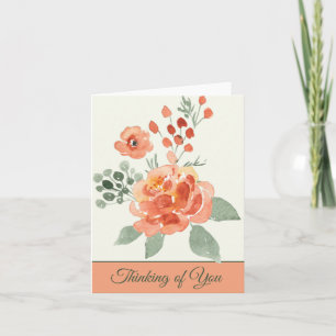 Orange and green watercolor floral customisable no card