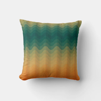 Orange and Green Waves Abstract Pattern Pillow