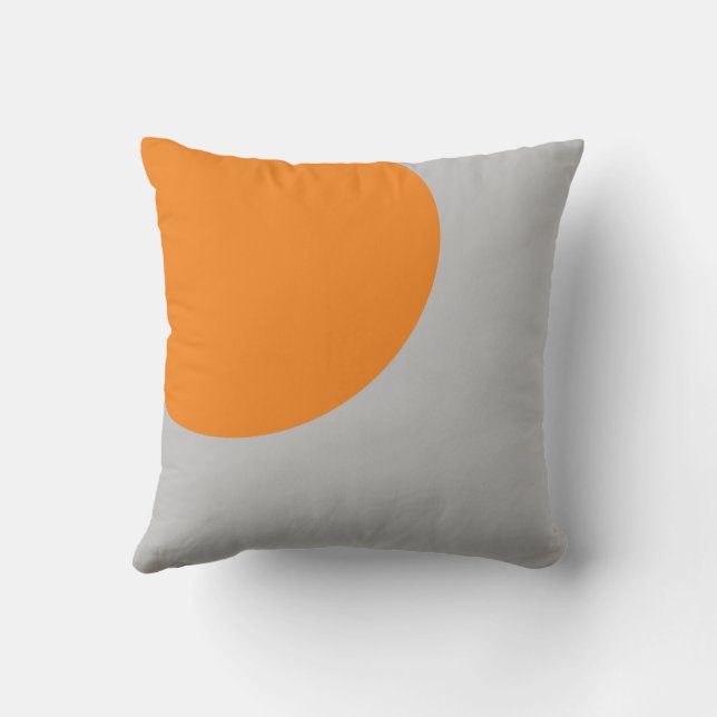 Orange and Grey Abstract Art Throw Pillow (Back)