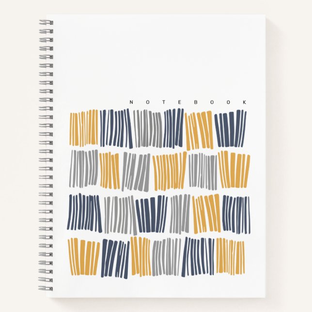 Orange and Grey Abstract Lines Notebook (Front)