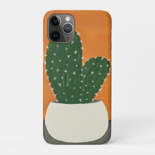 Orange and Grey Acrylic Potted Cactus iPhone 11 Pro Case
